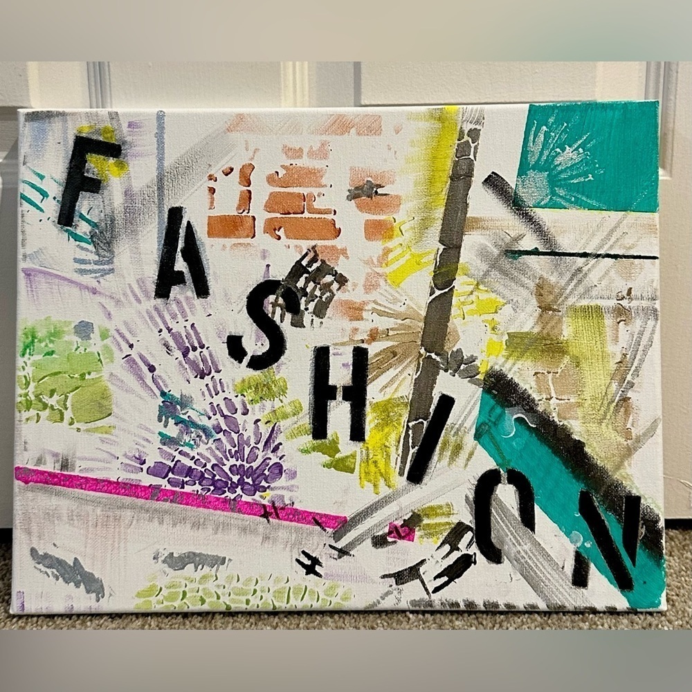 Original Art Abstract Street Art Style Fashion Acrylic on Canvas 11x14